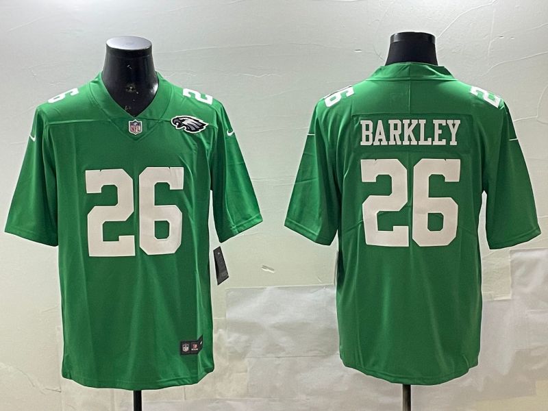 Men Philadelphia Eagles 26 Barkley Green Throwback 2025 Nike Vapor Limited NFL Jersey style 4